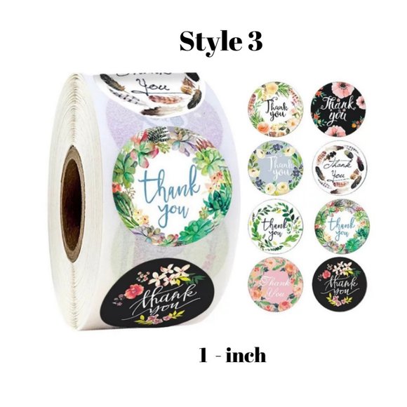500 Thank You Floral Pattern Stickers - Picture 5 of 10